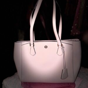 Tory Burch Elegant Light Pink Tote Bag